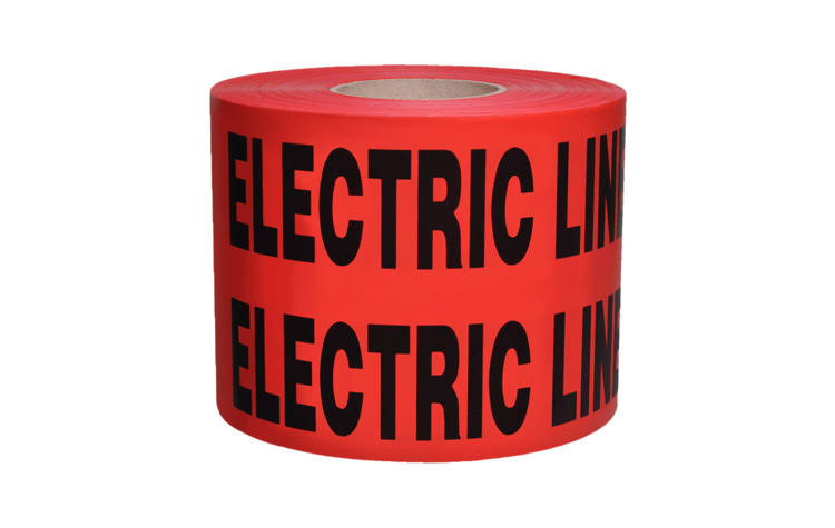 Caution Buried Electric Line Below Underground Tape, 6 in x 1000 ft Roll, Red H16143