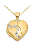 14K Yellow Gold Heart Locket Pendant Necklace with Chain T223874