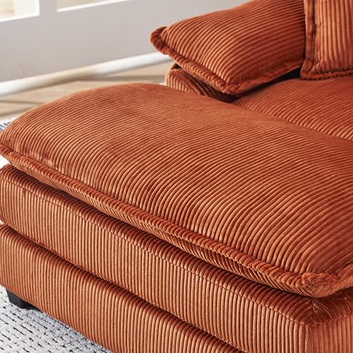 56.3" Corduroy Upholstered Oversized Chaise Lounge Chair with Ottoman & 2 Lumbar Pillows (Green) I549