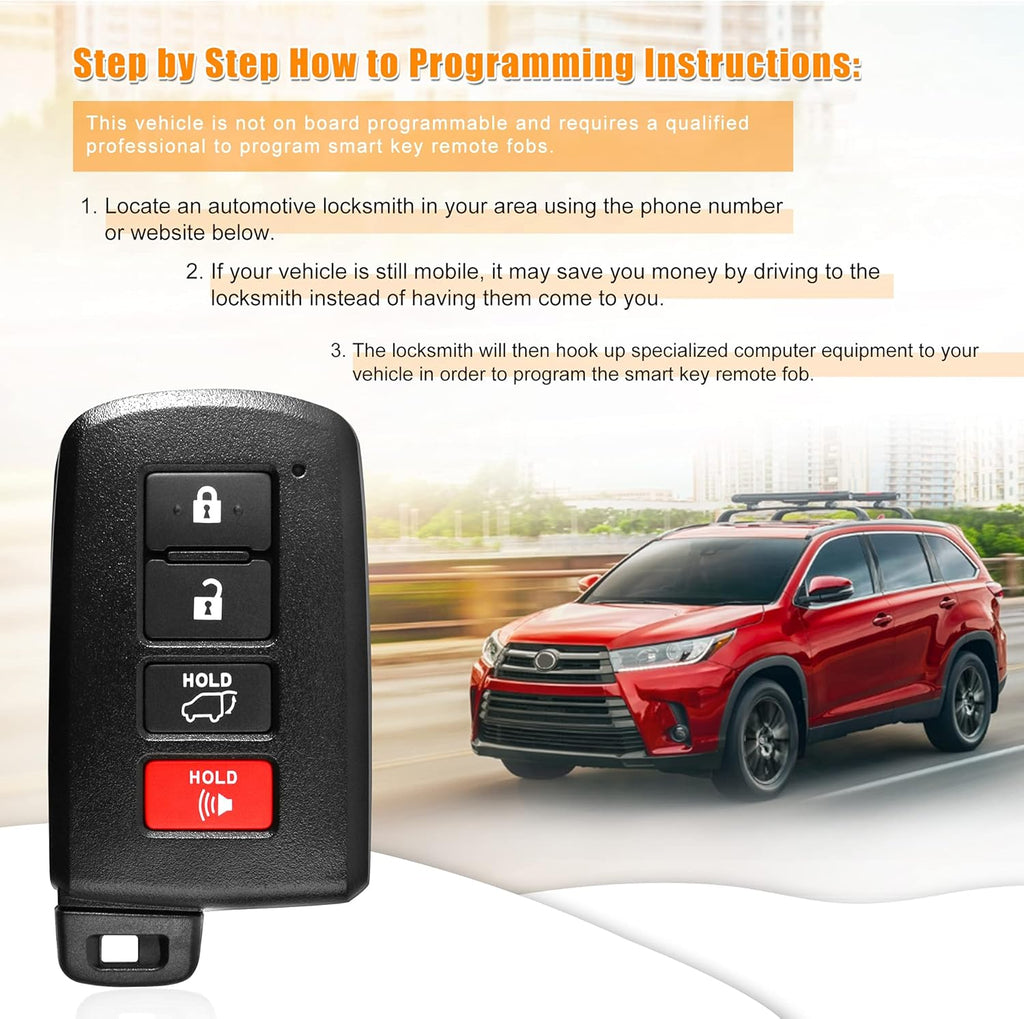 Keyless Entry Remote Flip Key Fob for Toyota Highlander 2014-2019 T11445