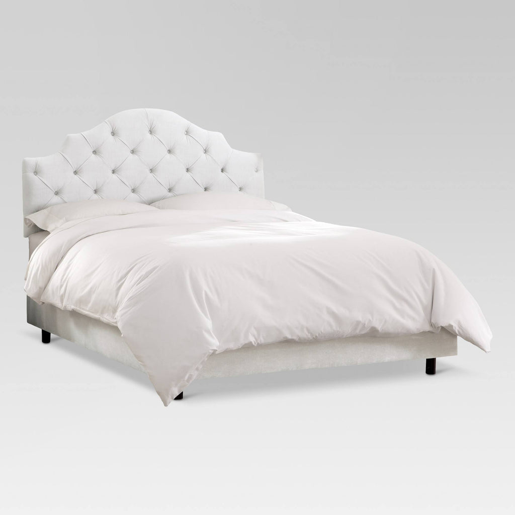 Queen Tufted Velvet White Bed I527754