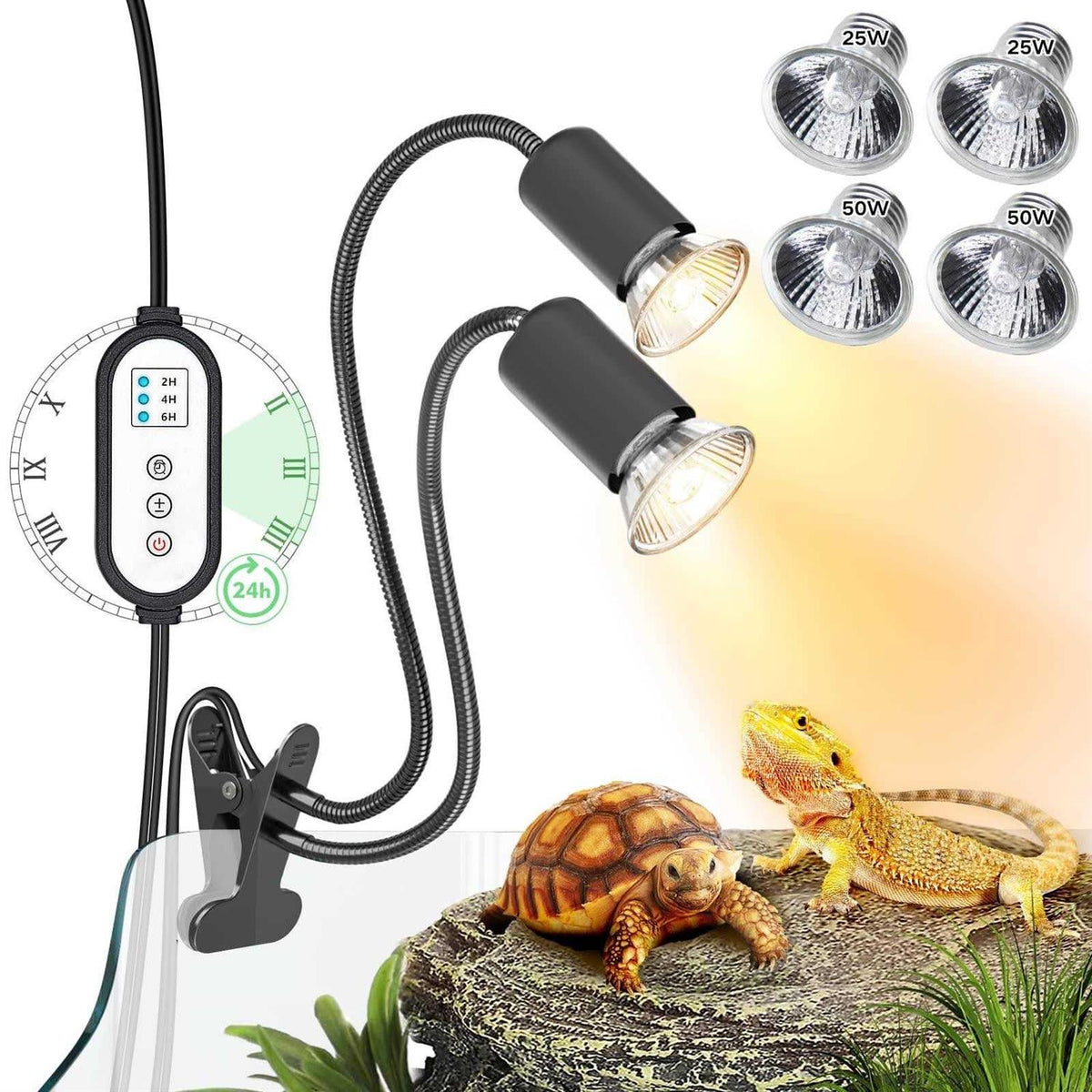 Dual-Head Reptile Heat Lamp with Cycle Timer U433074