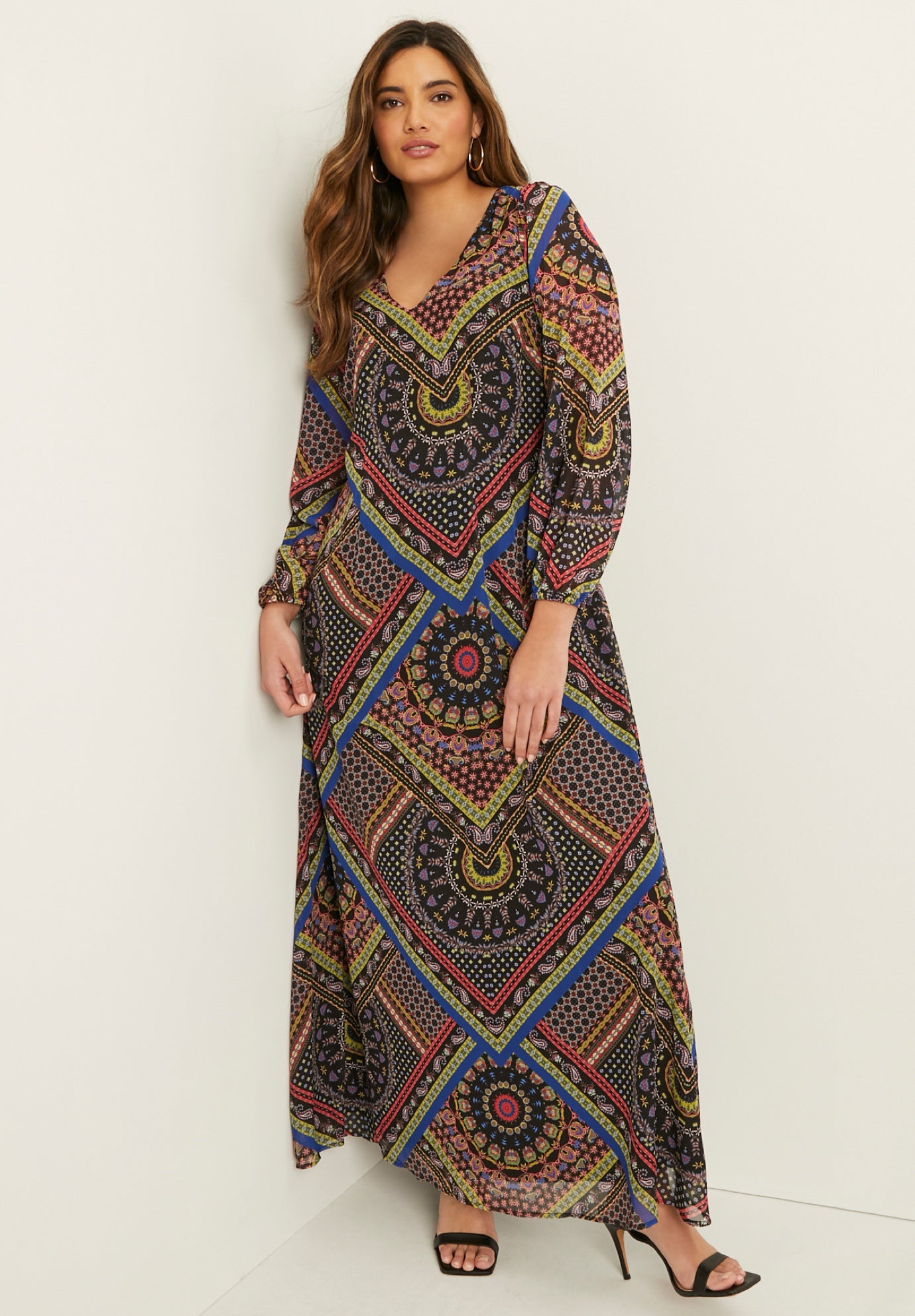 Plus Size Chiffon Maxi Dress F945