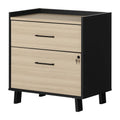 Soft Elm and Matte Black 2-Drawer File Cabinet Z929854