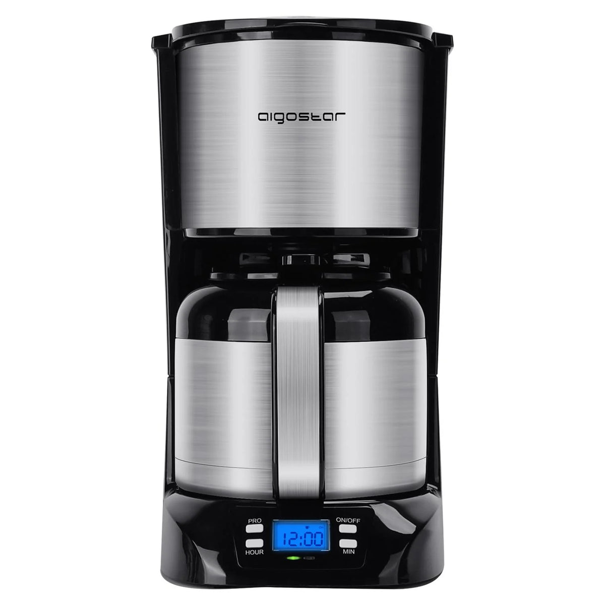 Black Stainless Steel Thermal Coffee Maker with Timer and Reusable Filter Z97753