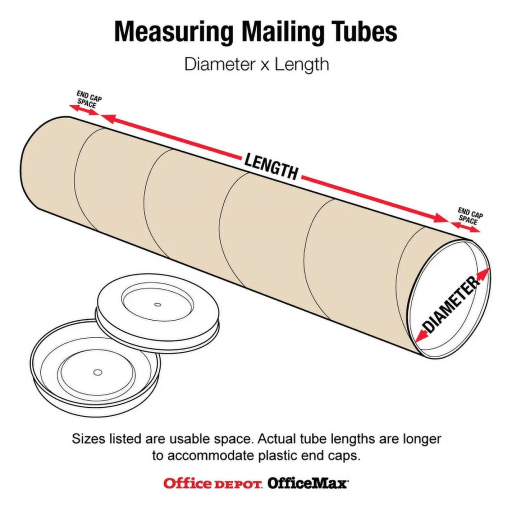 Mailing Tubes with Caps 2" x 22" Kraft 50/Case C189