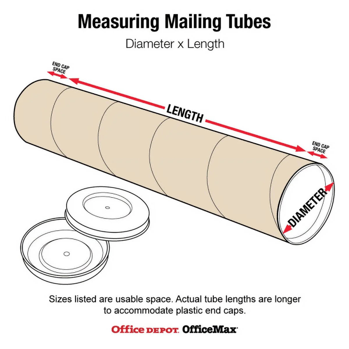 Mailing Tubes with Caps 2" x 22" Kraft 50/Case C189