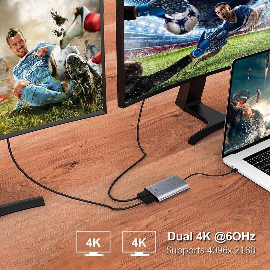 Type-C Thunderbolt to Dual HDMI Display Adapter 4K60Hz Gray 1.4 ft Y54686