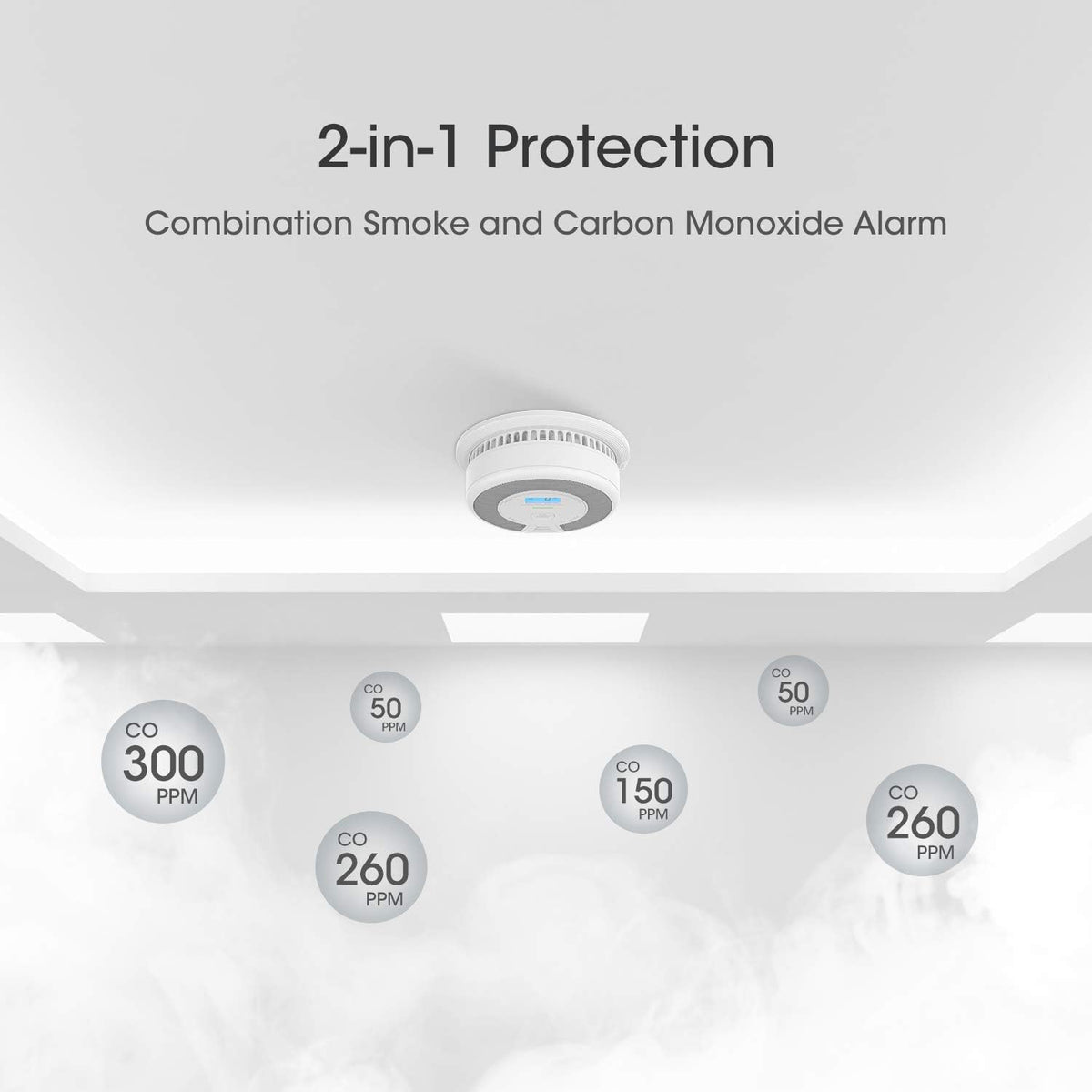 10-Year Battery Smoke Carbon Monoxide Detector Alarm with CO Readings Y11498