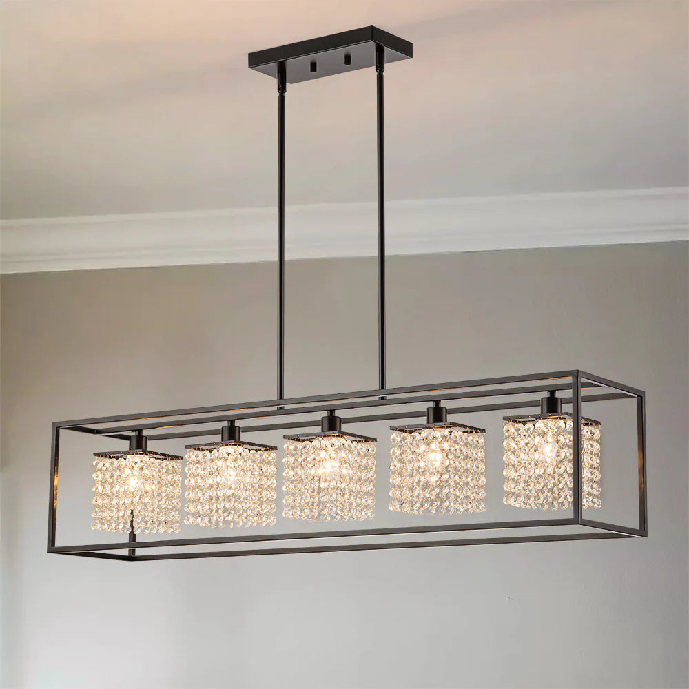 5-Light Crystal Rectangle Island Chandelier A8270