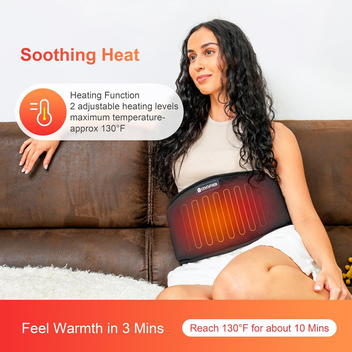 Heating Pad with Heat Vibration Lower Back Massager Auto Shut Off Heated Waist Belt X297727