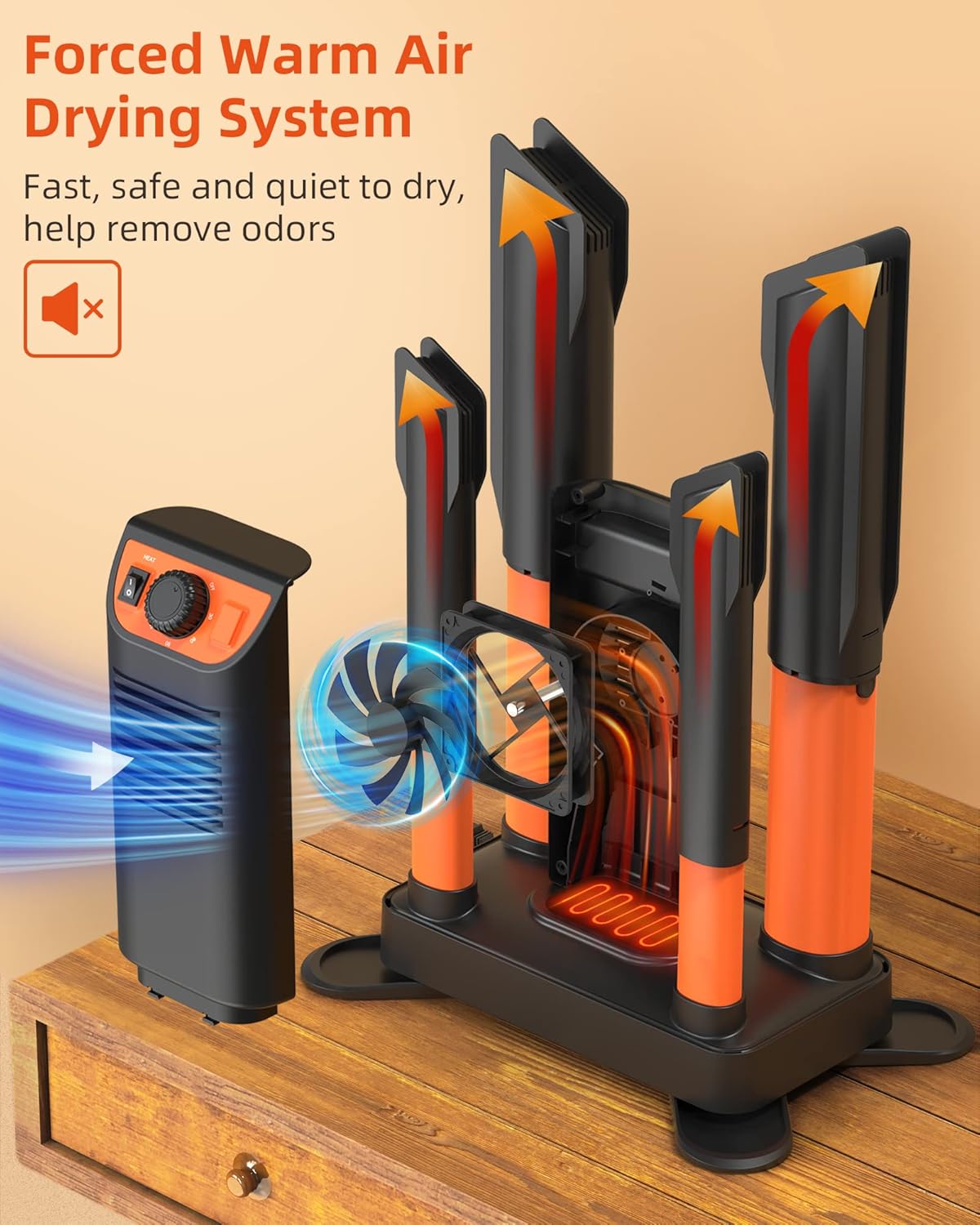 Boot Dryer Shoe Dryer with Heat Blower, Adjustable Tubes & Timer J559