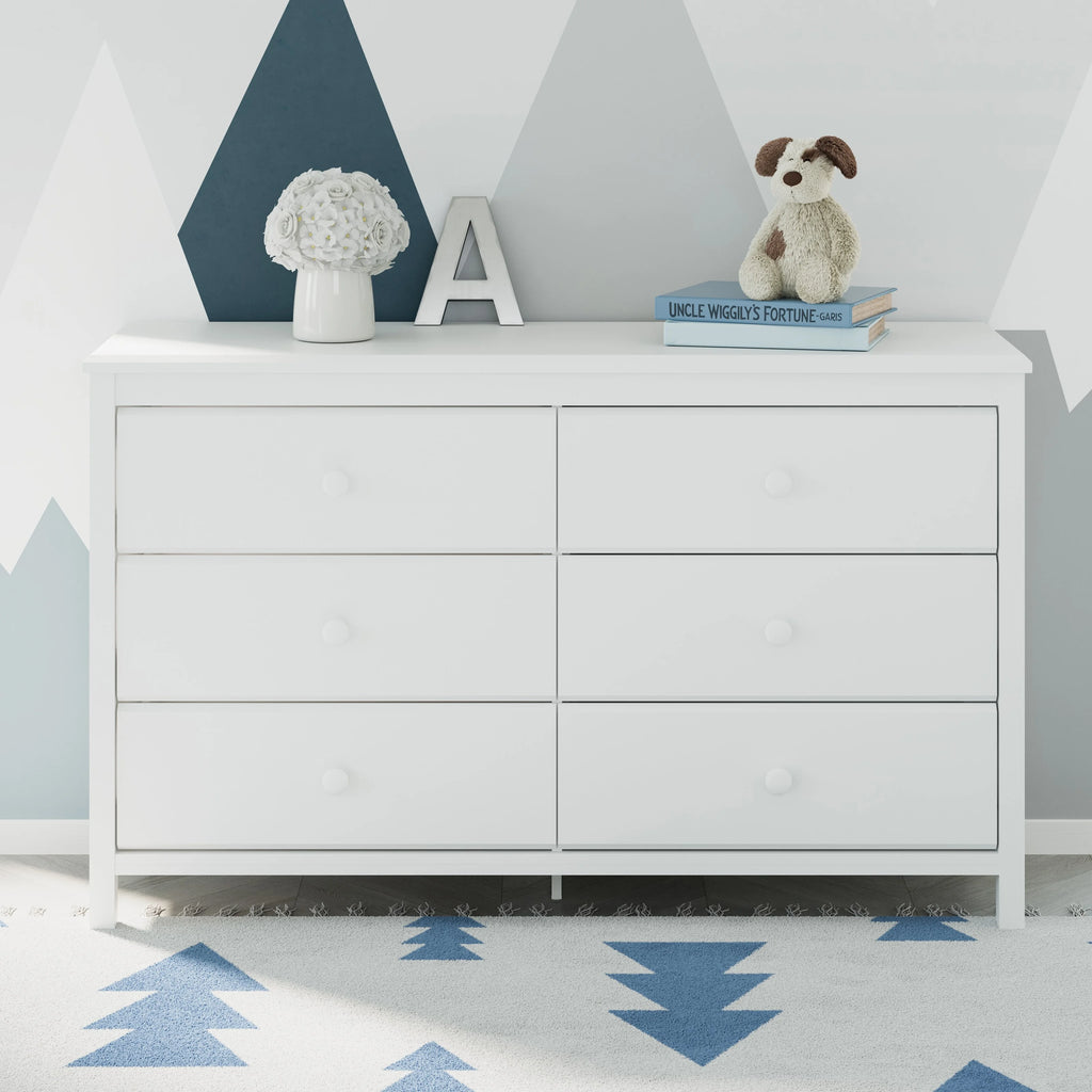 White 6 Drawer Kids Double Dresser H7557