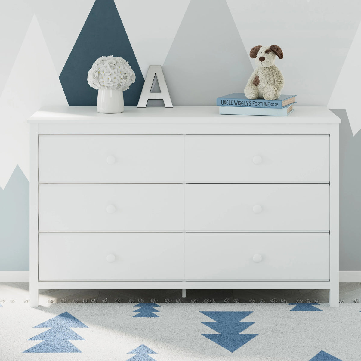 White 6 Drawer Kids Double Dresser H7557