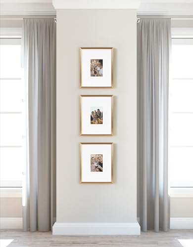 Rectangle Picture Frame Set of 3, 11 x 14 matted to 5 x 7, Gold U8339