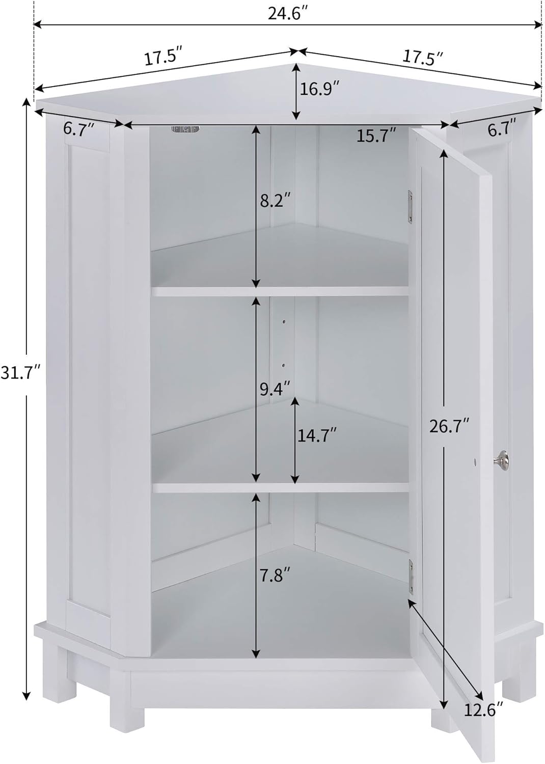 White Triangular Storage Cabinet Q7865