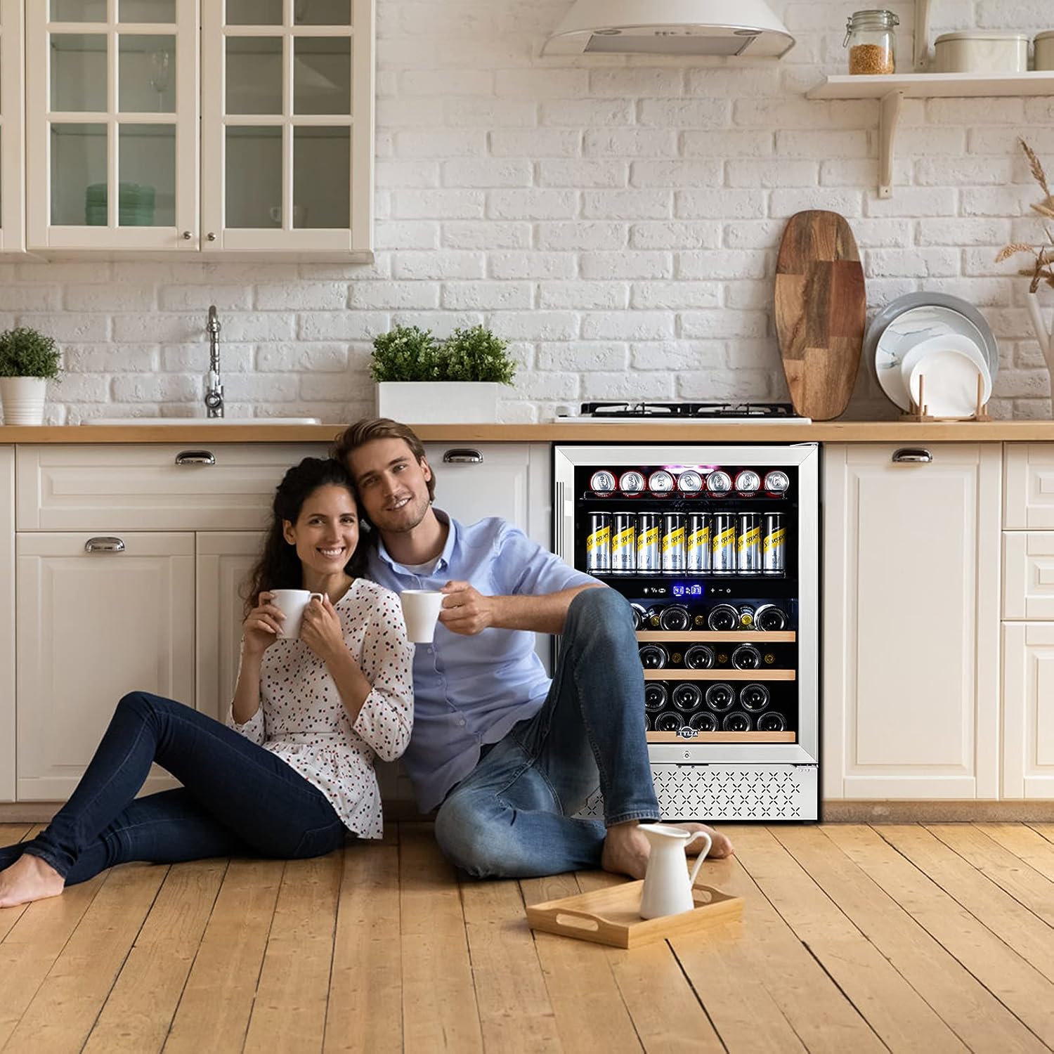 Stainless Steel Under Counter Beverage Refrigerator, 130 Cans, French Door Z1095