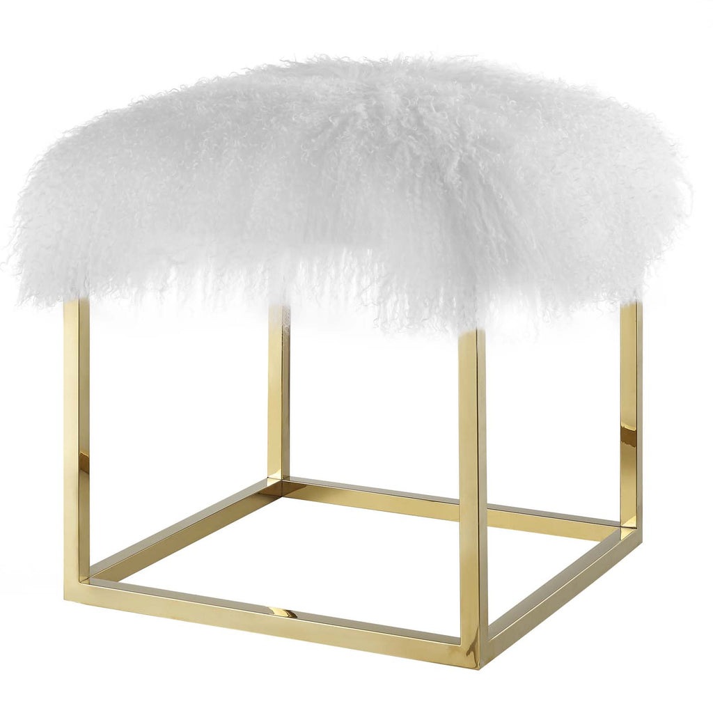 Gold White Velvet Accent Chair Ottoman M602