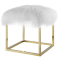 Gold White Velvet Accent Chair Ottoman M602