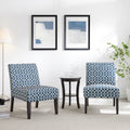 3pc Set Blue Fabric Upholstered Side Table and 2 Chairs C970965