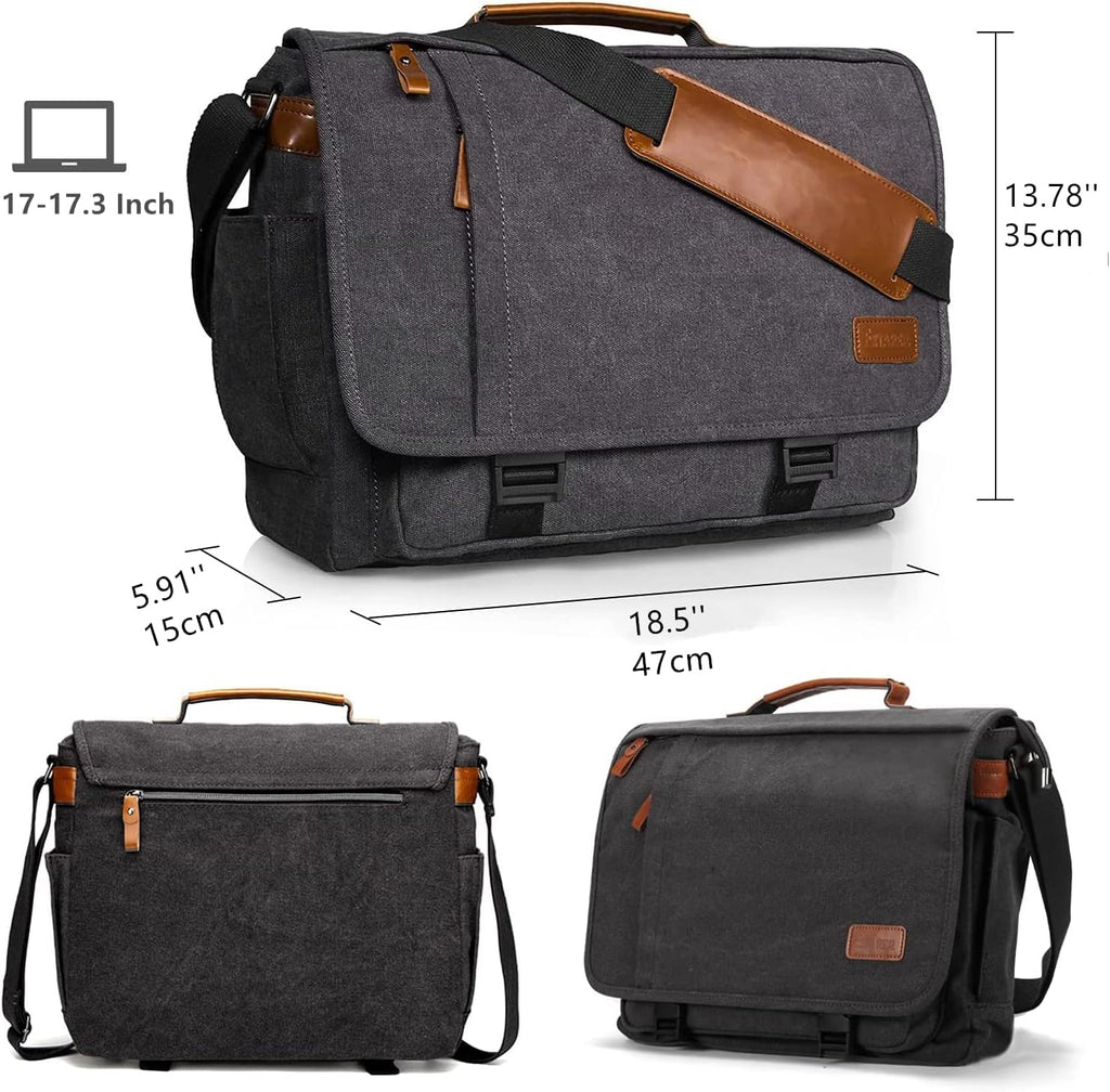 Canvas Laptop Shoulder Bag 17-17.3 Inch Water-resistance D1316