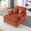 56.3" Corduroy Upholstered Oversized Chaise Lounge Chair with Ottoman & 2 Lumbar Pillows (Green) I549
