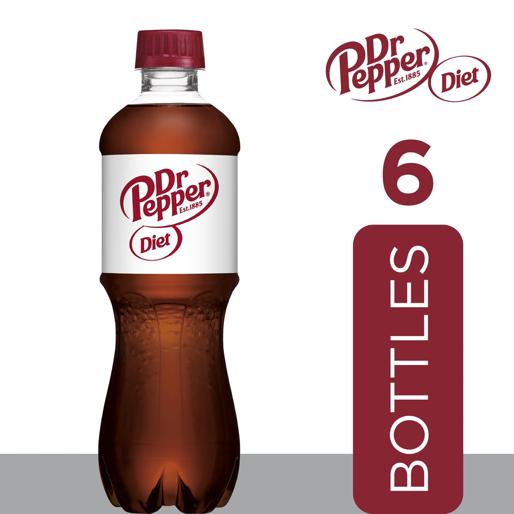 Diet Dr Pepper Soda Pop, 16.9 fl oz, 6 Pack Bottles W76927