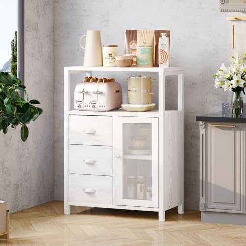 Bathroom Floor Storage Cabinet with 3 Removable Drawers and 1 Door L872