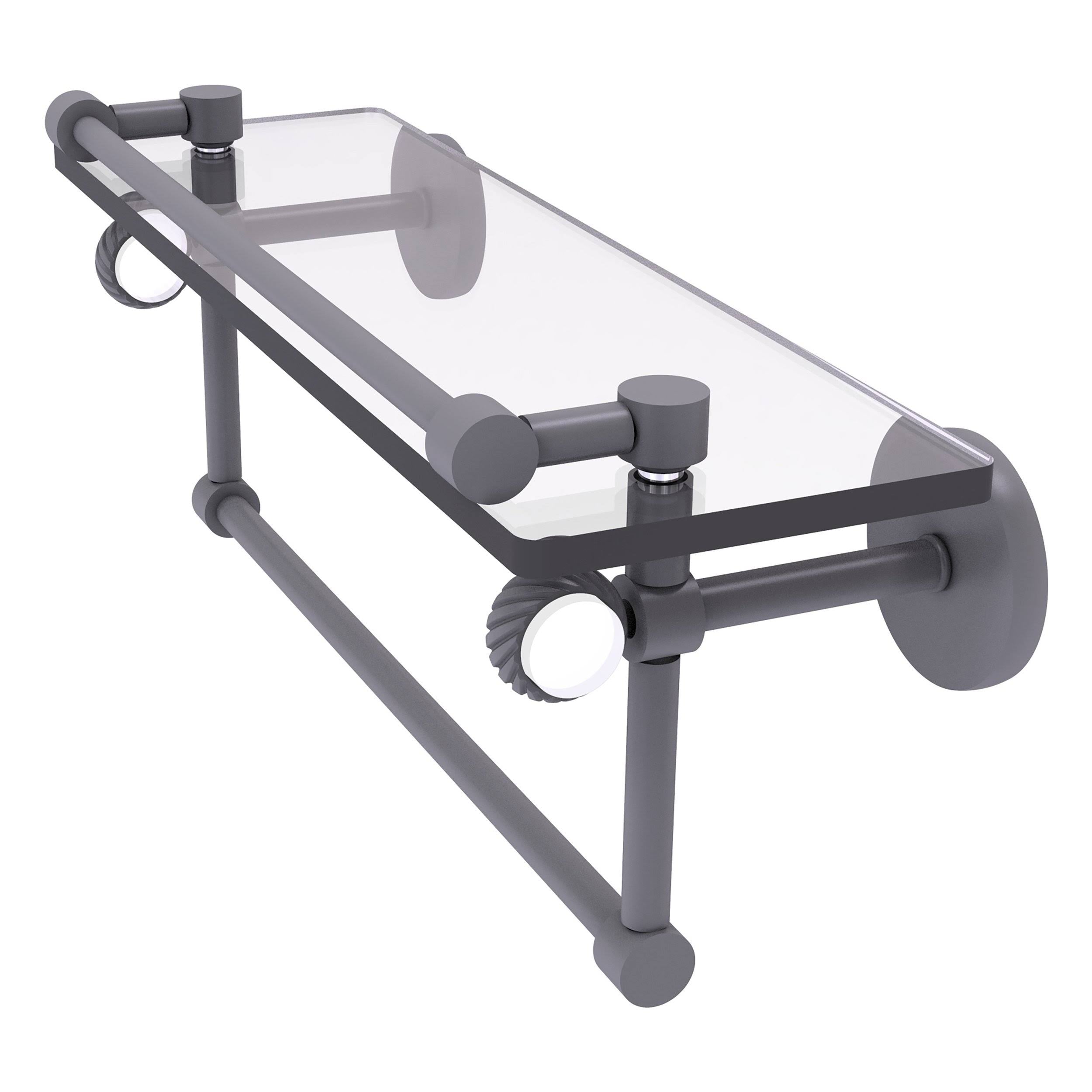 Matte Gray Glass Gallery Shelf with Towel Bar I4239