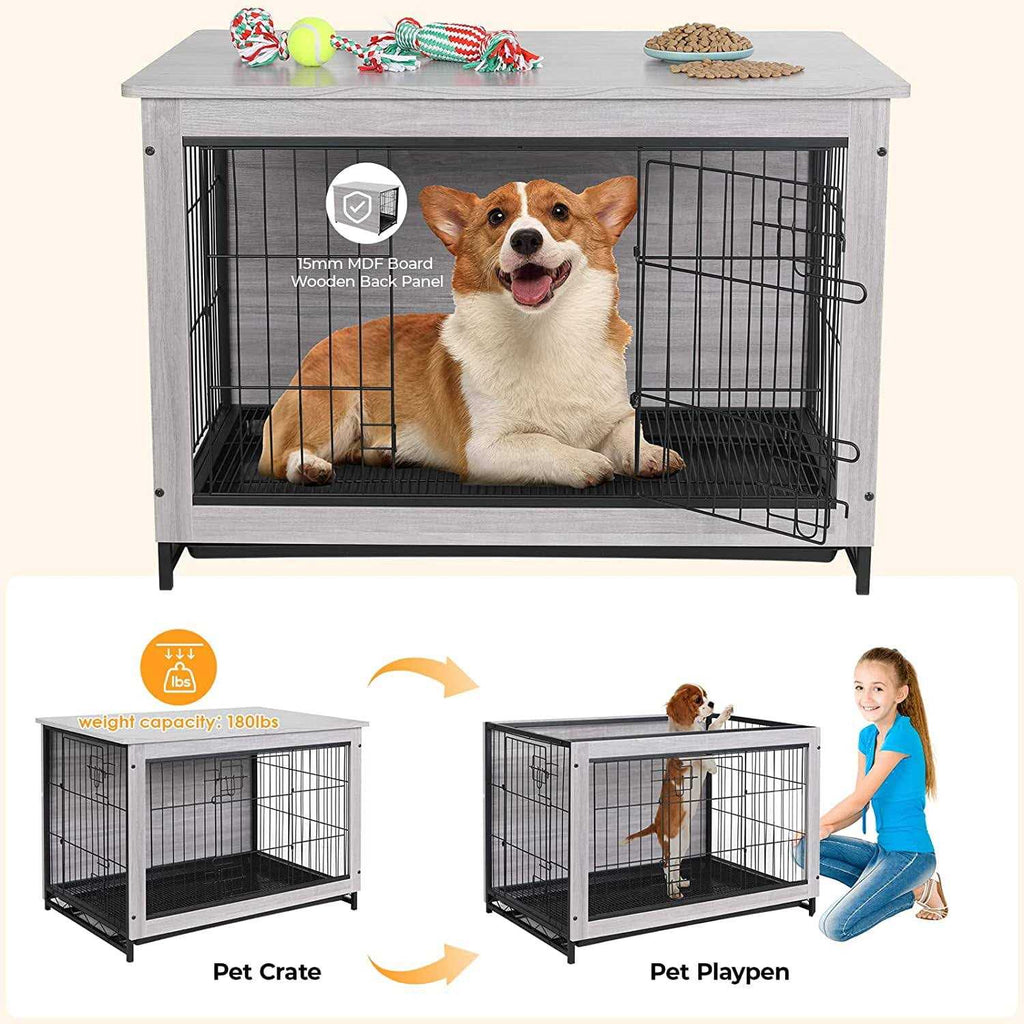 Wooden End Table Dog Crate C348