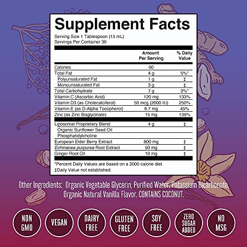 Elderberry Liquid with Vitamin C and Zinc, 30 Servings B2244
