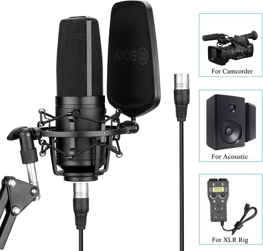 Large Diaphragm Multi-Pattern Studio Condenser Microphone with Shock Mount, Pop Filter, and XLR Cable Pack of 2 G319369