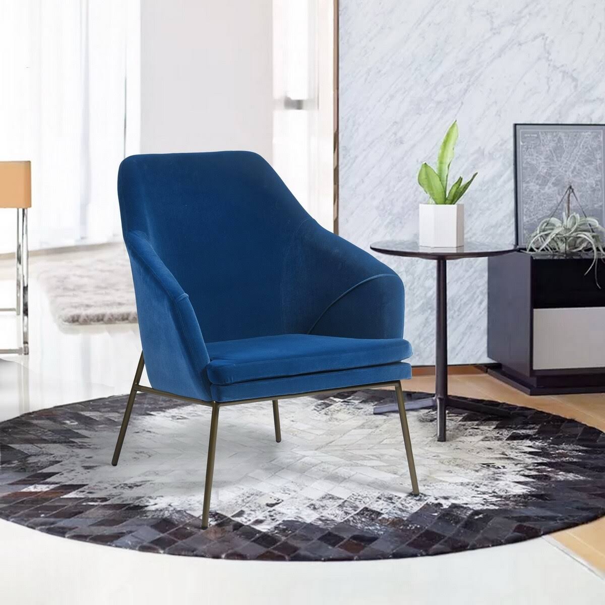 Blue Frosted Velvet Accent Chair K87280