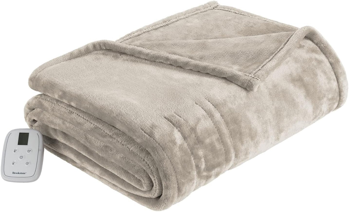 Twin Size Velvet Electric Heated Throw Blanket with Remote J48753