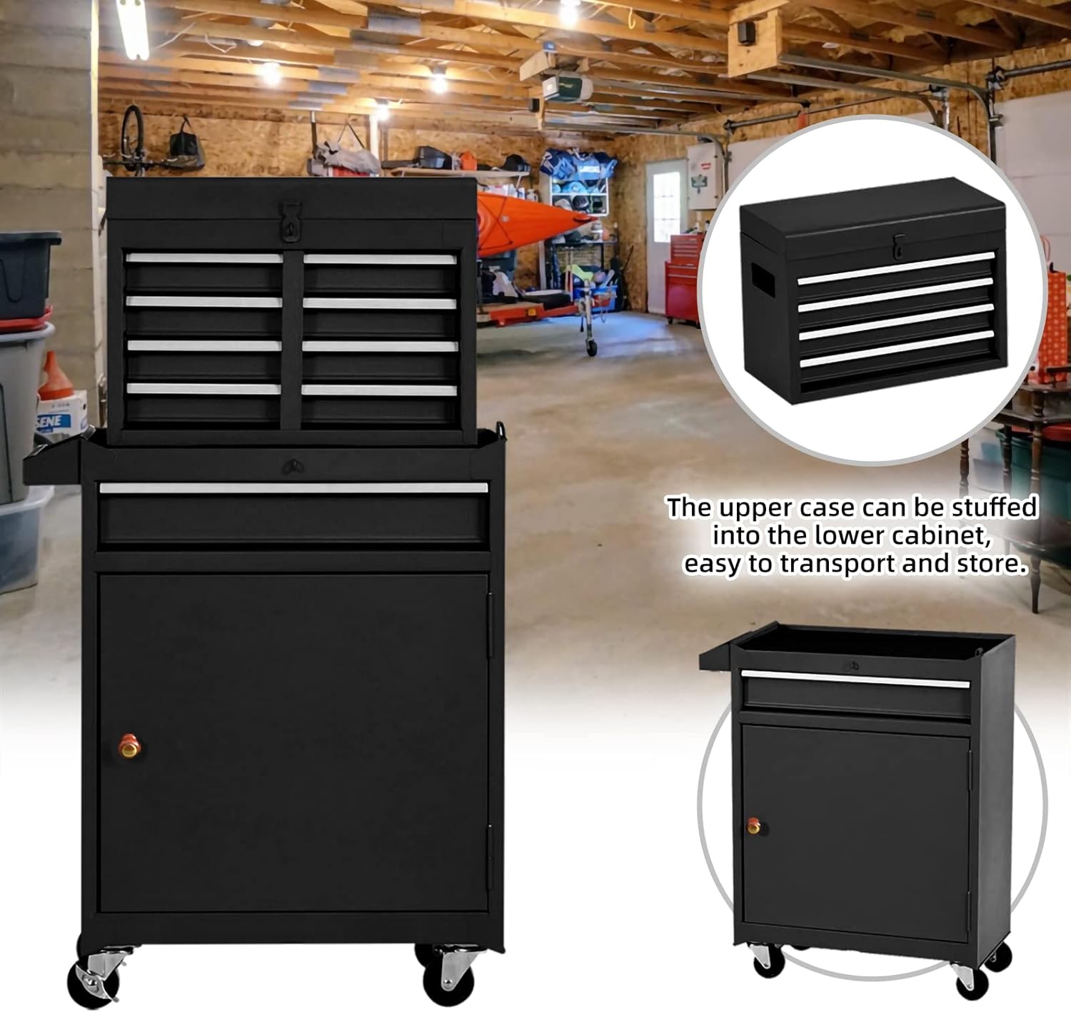 Black 5-Drawer Rolling Tool Chest with Wheels P3872