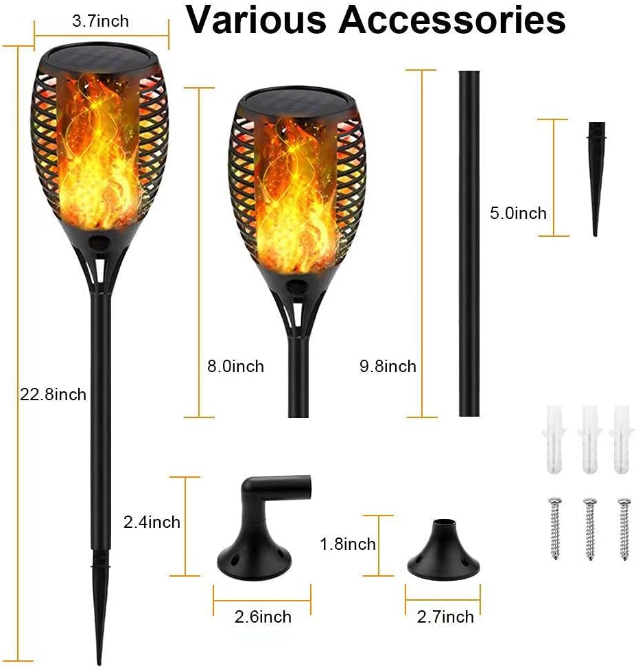 6Pack Solar Torch Lights with Flickering Flame Q180