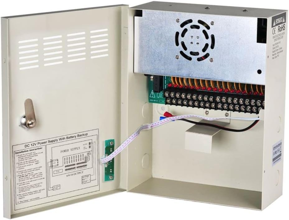 18 Channel 12V 20Amp DC Metal Boxed Cabinet Regulated UPS Power Supply Unit M507801