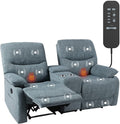 Fabric Reclining Sofa with Console and Cup Holders Y6199