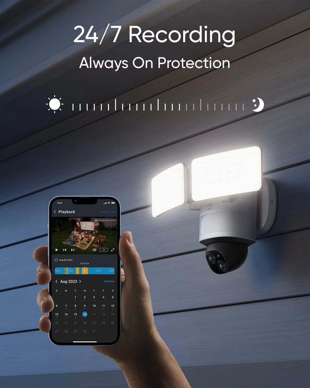 Dual Camera Floodlight Camera with 360° Pan and Tilt Q981