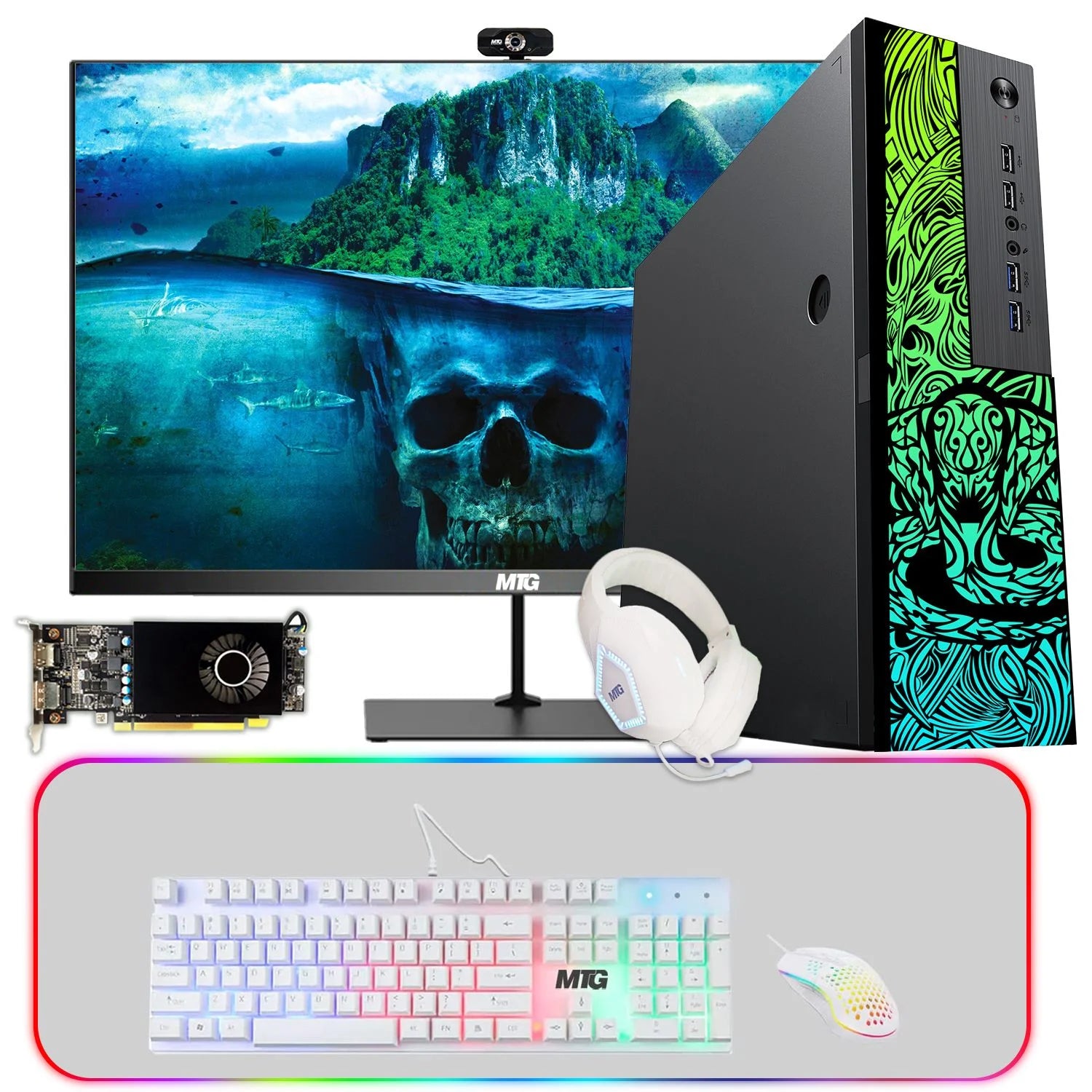 Restored Gaming Desktop PC, Intel Core i5 12th Gen, AMD RX 550, 16GB RAM, 1TB SSD, 4TB HDD, 24 Inch LED Monitor, Win 11 Home (Refurbished) C8298