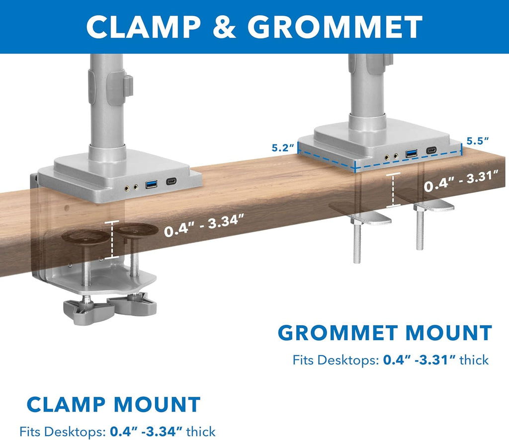 Triple Monitor Desk Mount with USB and Audio Ports, Height Adjustable for 24 27 30 32 Inch VESA Screens X17099