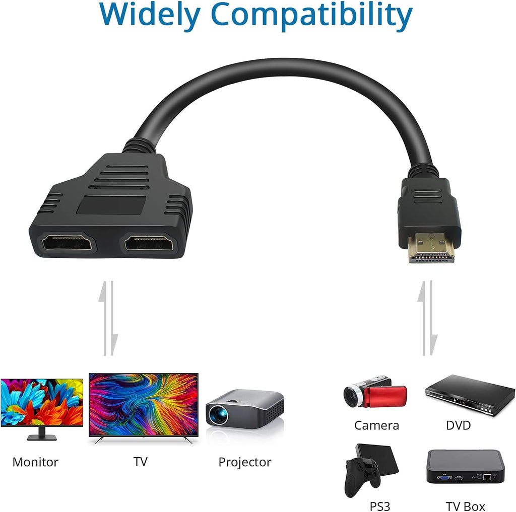HDMI Splitter 1 in 2 Out Male to Dual Female 1080P 30cm Z563