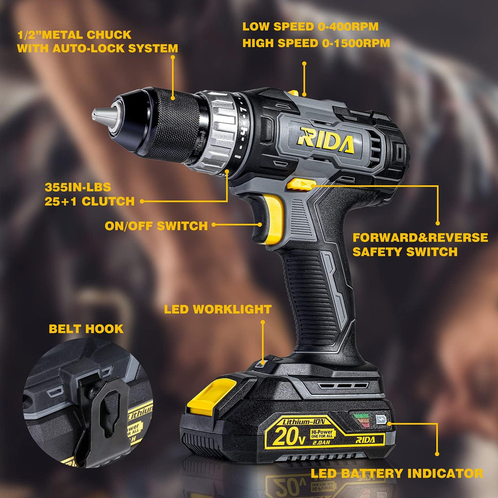 20V Cordless Drill Set with 1/2'' Keyless Metal Chuck S64461