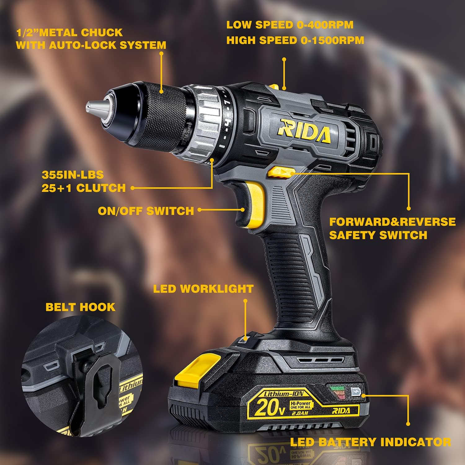 20V Cordless Drill Set with 1/2'' Keyless Metal Chuck S64461