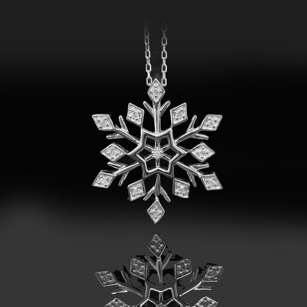 0.10 Cttw Round Cut Natural Diamond Necklace in 18K White Gold over Silver with 18" Cable Chain S9924
