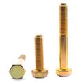 1/2 inch-13 x 7 1/2 inch Coarse Thread Grade 5 Hex Cap Screw Medium Carbon Steel Yellow Zinc Plated Pk 80 J5936