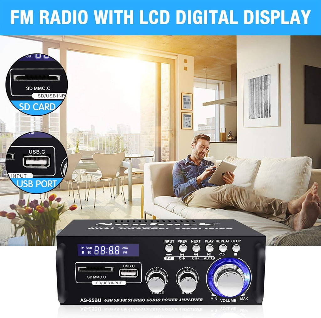 180W Wireless Bluetooth Stereo Amplifier with Remote Control W29433