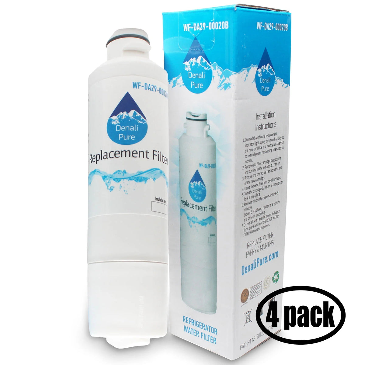 4-Pack Refrigerator Water Filter Cartridge C109