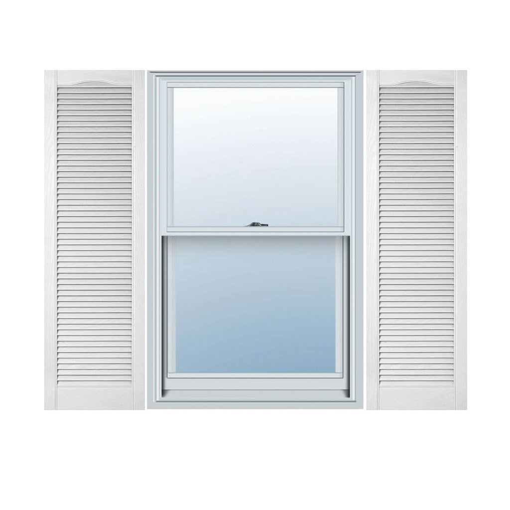 18 inch W x 44 inch H Vinyl Louver Shutters, Bright White, Per Pair Z542702