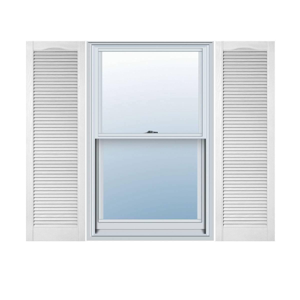 18 inch W x 44 inch H Vinyl Louver Shutters, Bright White, Per Pair Z542702